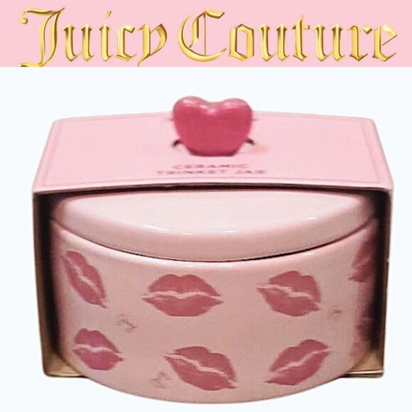 Juicy Couture Home Signature Logo Lips Ceramic Trinket Jar - Picture 1 of 5